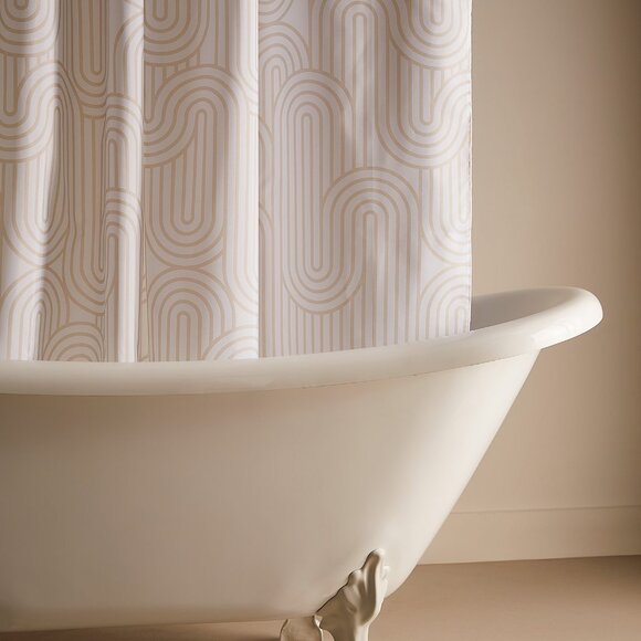 NWT Simons Retro Arches Velvet Queen Duvet Set & Shower Curtain - Picture 5 of 7